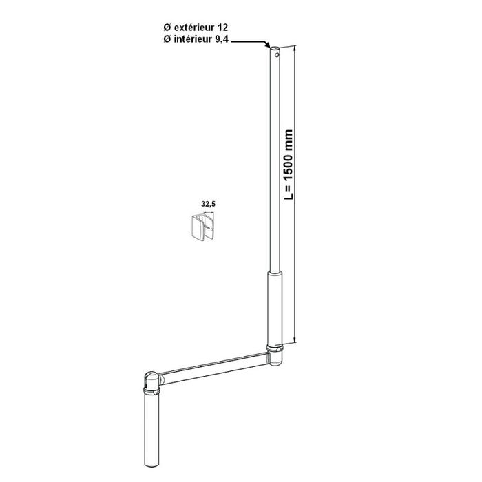 Manivelle de volet roulant 1800 mm Ø 9,4/12 mm 1