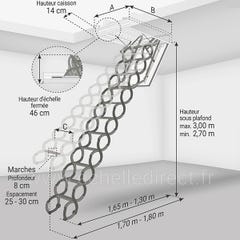 Escalier coupe feu 60min - Hauteur sous plafond 3.00m - Trémie 60x120cm - LSF60120-300 1