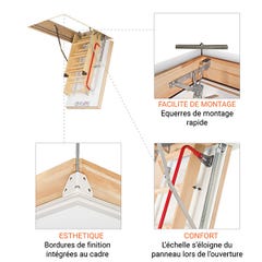 Echelle escamotable bois - Ouverture du plafond de 60 x 120cm - LWZ60120-2 4