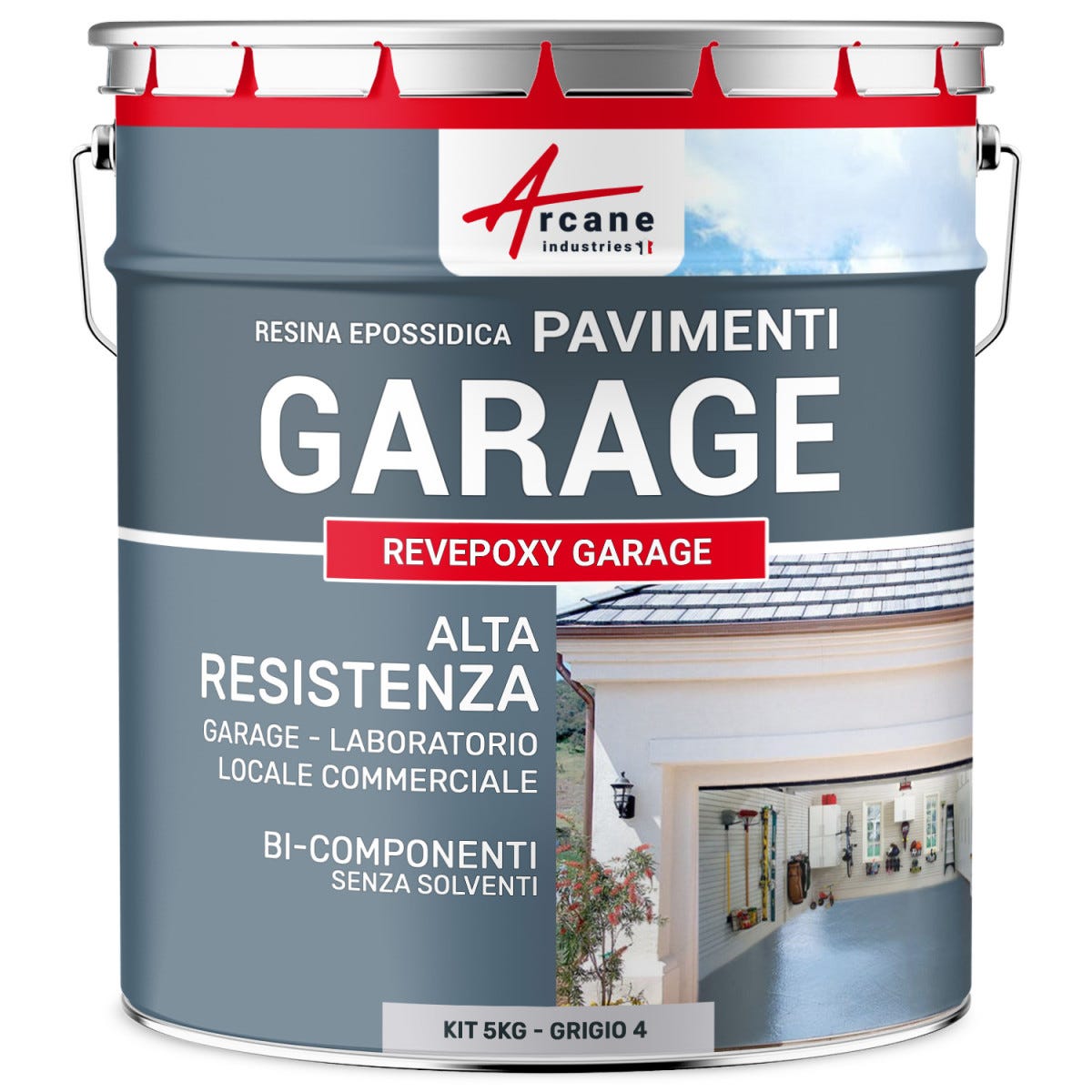 PEINTURE EPOXY SOL GARAGE - REVEPOXY GARAGE - 5 kg (jusqu'à 16 m² en 2 couches) - Gris 4 - RAL 7047 - ARCANE INDUSTRIES 1