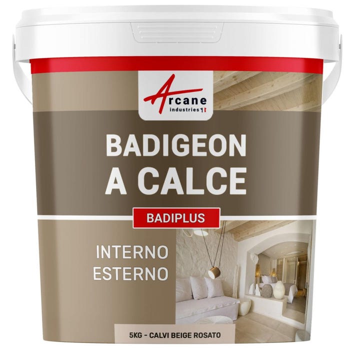Badigeon à la chaux intérieur extérieur - BADIPLUS - 5 kg (jusqu'à 25 m²) - Calvi Beige Rosé - ARCANE INDUSTRIES 1