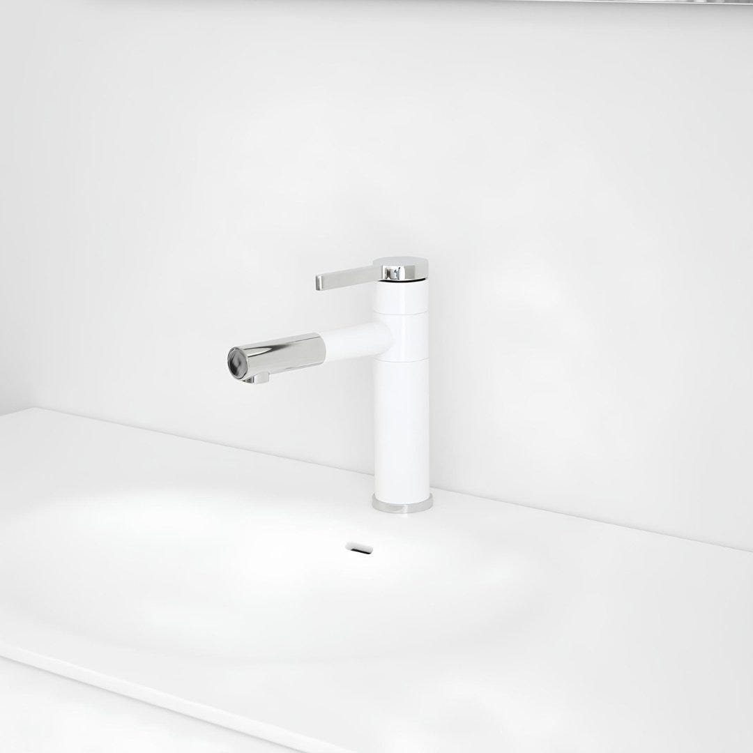 Ultrate mitigeur lavabo bas blanc et chromé 1