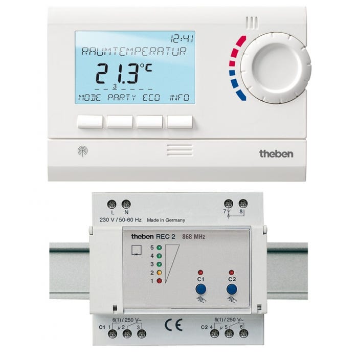 THERMOSTAT D'AMBIANCE PROGRAMMABLE 24H 7J RADIO 1 ZONE THEBEN 8339501 2