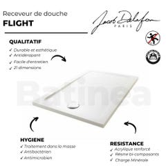 Receveur antidérapant 140 x 80 JACOB DELAFON Flight acrylique rectangle blanc 3