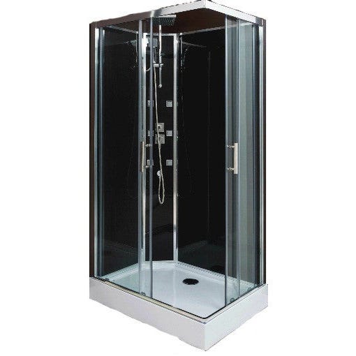 Ondée - Cabine de douche réversible accès d'angle porte coulissante verre transparent 110x80 - SELIA Ayor 0