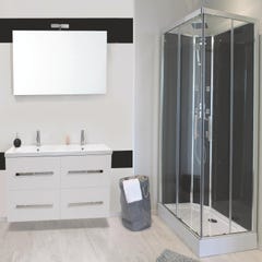 Ondée - Cabine de douche réversible accès d'angle porte coulissante verre transparent 110x80 - SELIA Ayor 1