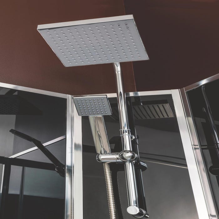 Ondée - Cabine de douche réversible accès d'angle porte coulissante verre transparent 110x80 - SELIA Ayor 4
