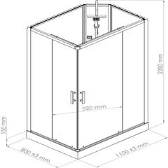 Ondée - Cabine de douche réversible accès d'angle porte coulissante verre transparent 110x80 - SELIA Ayor 2