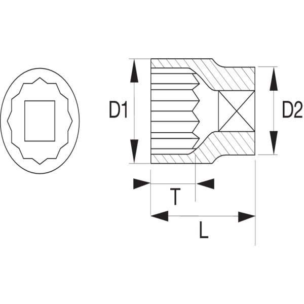 Douille 12 pans 1/4 14 mm A6700DM-14 Bahco 1