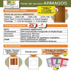 porte De Service Bois Pleine Armagos, H,200xl,90 P,gauche Côtes Tableau Gd Menuiseries 3