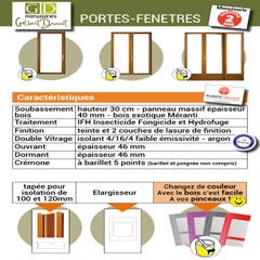 Porte Fenêtre Bois 3 Vantaux H215 X L180 Côtes Tableau Gd Menuiseries 1