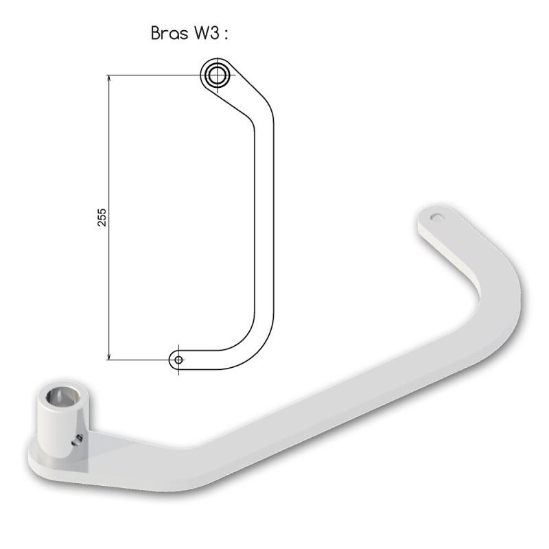 Kit bras W3 droit pour motorisation en linteau - blanc 1