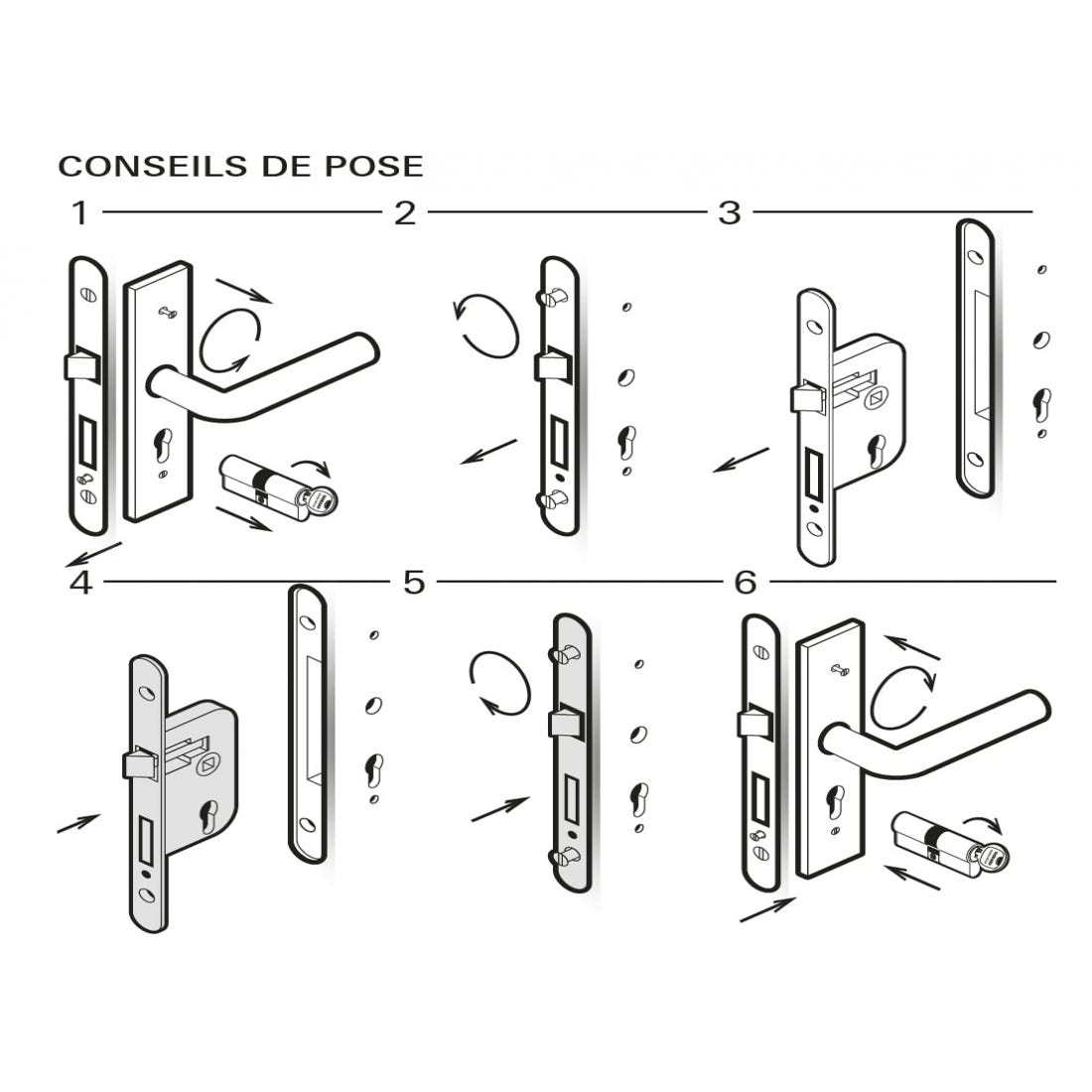 THIRARD - Serrure encastrable à cylindre + poignées Ares, axe 40mm, bouts ronds, blanc, 3 clés 1