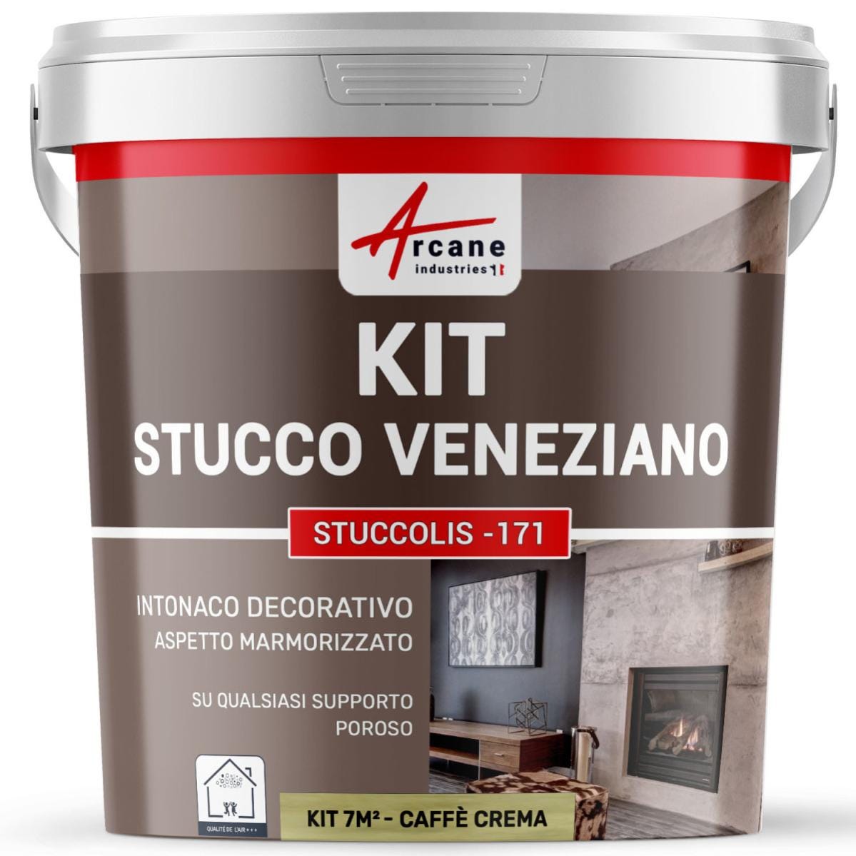 stuc venitien enduit stucco spatulable décoratif - KIT STUCCOLIS Cafe Creme - kit jusqu'à 7 m² - ARCANE INDUSTRIES 8