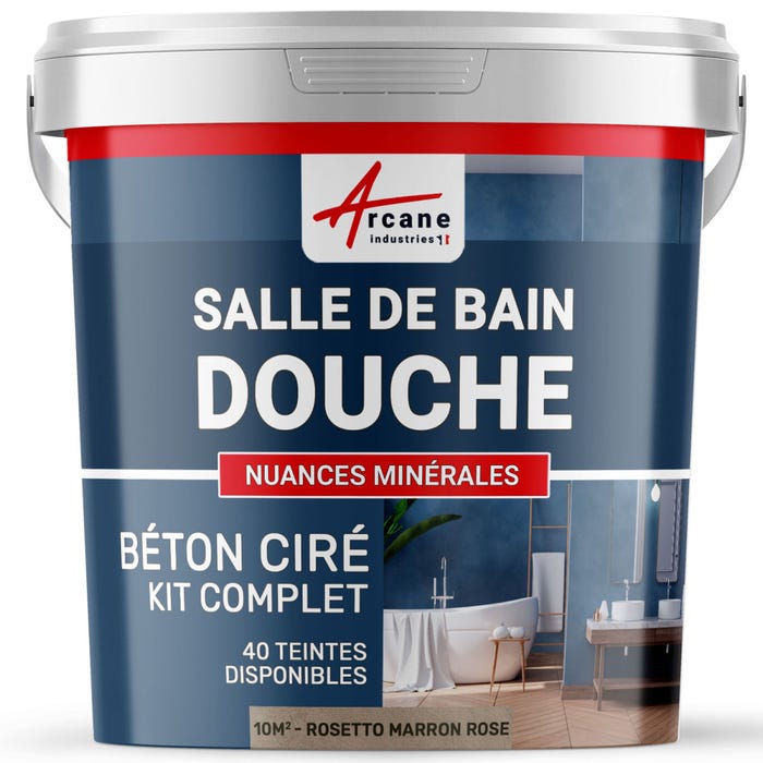 KIT BÉTON CIRÉ - MURS SALLE DE BAINS DOUCHE ITALIENNE Rosetto Marron Rose - 10 m² (en 2 couches) - ARCANE INDUSTRIES 0