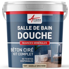 KIT BÉTON CIRÉ - MURS SALLE DE BAINS DOUCHE ITALIENNE Gazelle Gris Rose - 10 m² (en 2 couches) - ARCANE INDUSTRIES 0