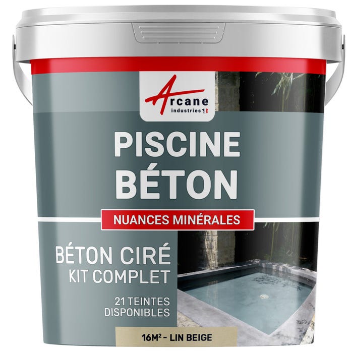 Kit Béton Ciré Piscine Béton - Rénovation et Etanchéité - 16 m² - Lin Beige - ARCANE INDUSTRIES 0