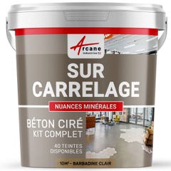 BETON CIRE CARRELAGE POUR SOLS ET MURS - KIT BETON CIRE SUR CARRELAGE - 10 m² (en 2 couches) - Barbadine Clair - ARCANE INDUSTRIES 0