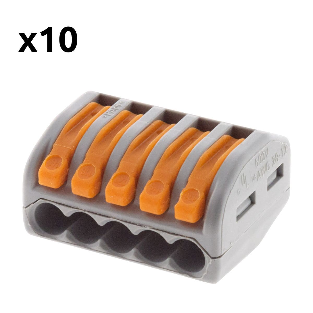 Lot de 10 bornes à leviers IN LINE S221 - Conducteurs 0.2 à 4mm² max -  Orange - Wago ❘ Bricoman