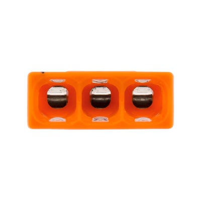 Lot de 15 bornes automatiques à cliquet S222 - 3 entrées - fils rigides et  souples 4mm² max - Orange - Wago