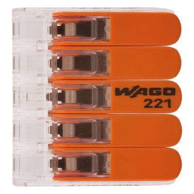 Bornes à 2,3 ou 5 entrées pour fil souple ou rigide S221 par 20 WAGO, 1053334, Electricité et domotique