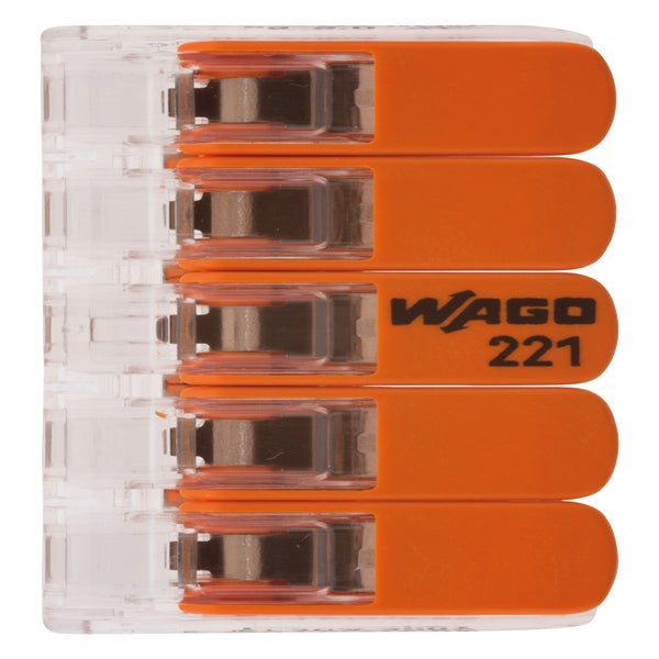Lot de 40 bornes de raccordement S221 COMPACT - Connexion rapide - 2  conducteurs avec leviers 4mm² - Orange - Wago ❘ Bricoman