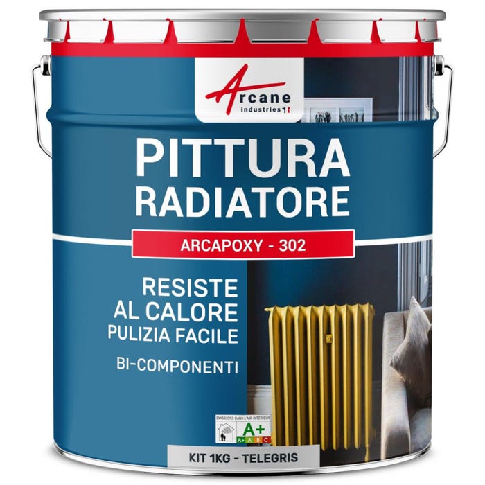 Peinture Radiateur fonte acier alu - PEINTURE RADIATEUR - 1 kg (jusqu'à 5 m² en 2 couches) - Télégris 4 - RAL 7047 - ARCANE INDUSTRIES 3
