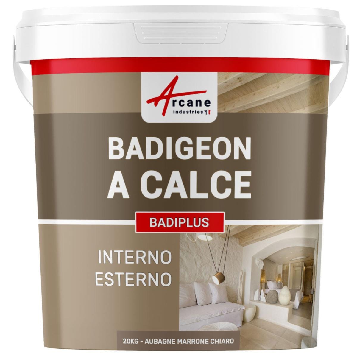 Badigeon à la chaux intérieur extérieur - BADIPLUS - 20 kg (jusqu'à 100 m²) - Aubagne - Brun Clair - ARCANE INDUSTRIES 0