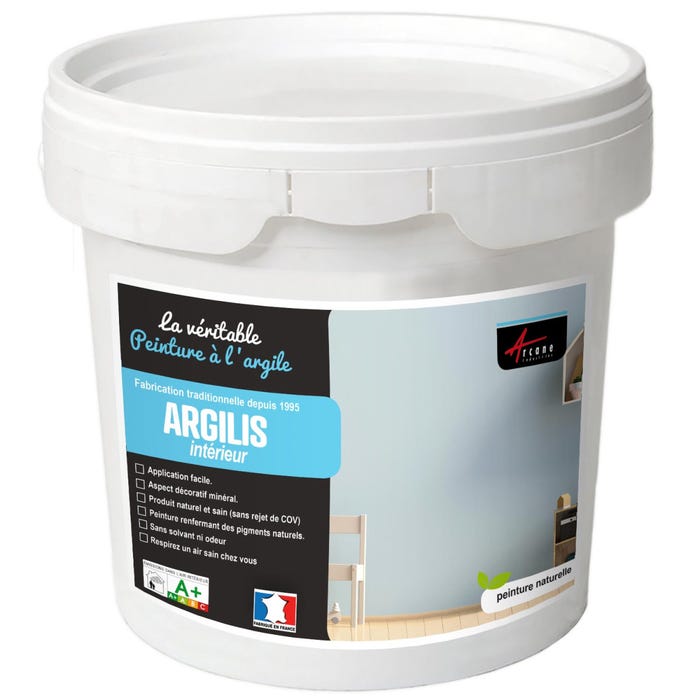 PEINTURE ARGILE naturelle et saine - ARGILIS Marmotte Gris Cendre - 60 m² (2x5 kg en 1 couche) - ARCANE INDUSTRIES 4