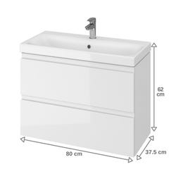 Meuble salle de bain-80x37.5cm-Gain de place-Blanc Brillant-Moduo Slim 2