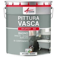 PEINTURE BAIGNOIRE LAVABO - Résine Époxy Pour Rénovation - 2.5 kg (jusqu'à 8 m² en 2 couches) - Blanc - RAL 9003 - ARCANE INDUSTRIES 1