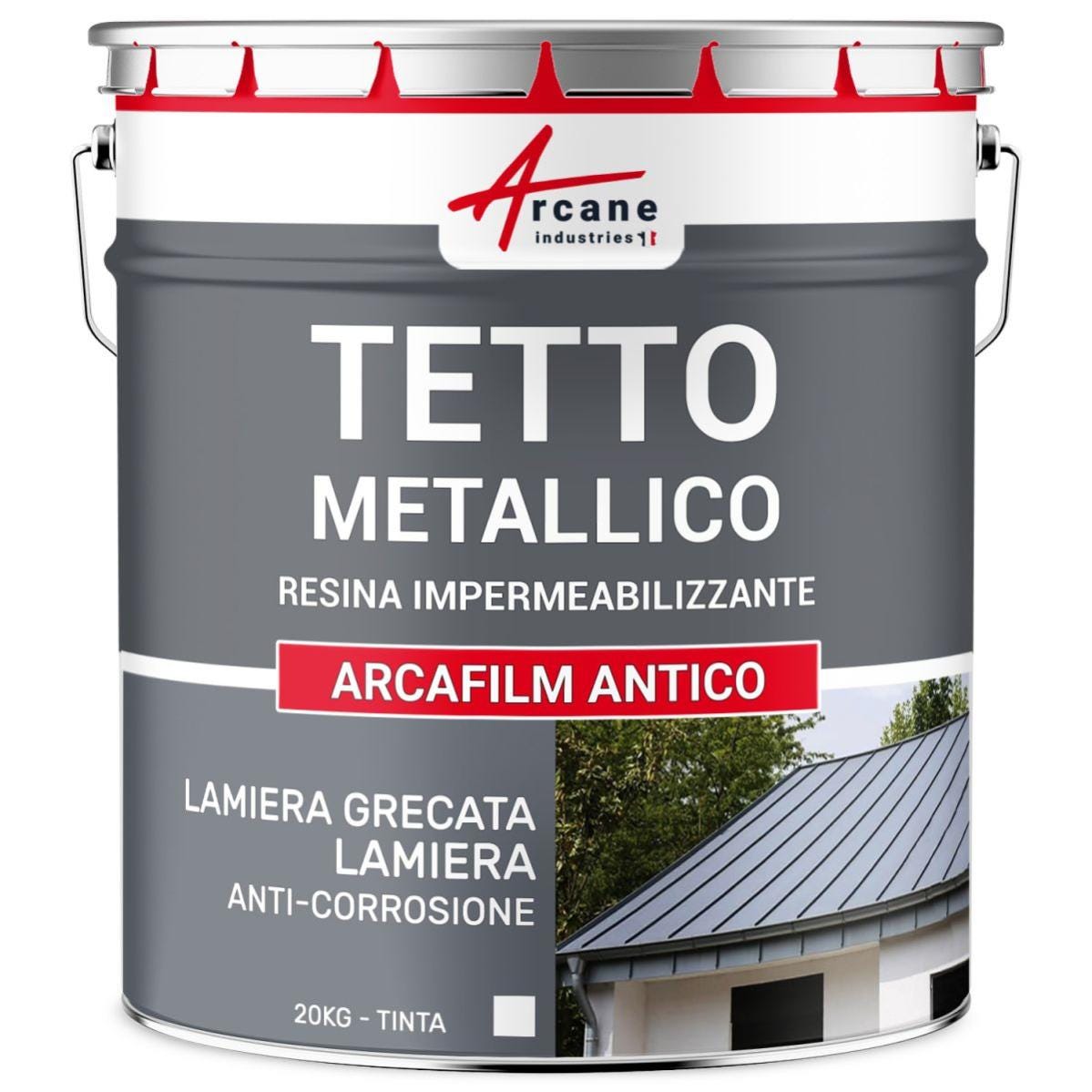 Résine Étanchéité toiture métallique résistant à la corrosion - ARCAFILM ANTICO - 20 kg - Blanc - ARCANE INDUSTRIES 1