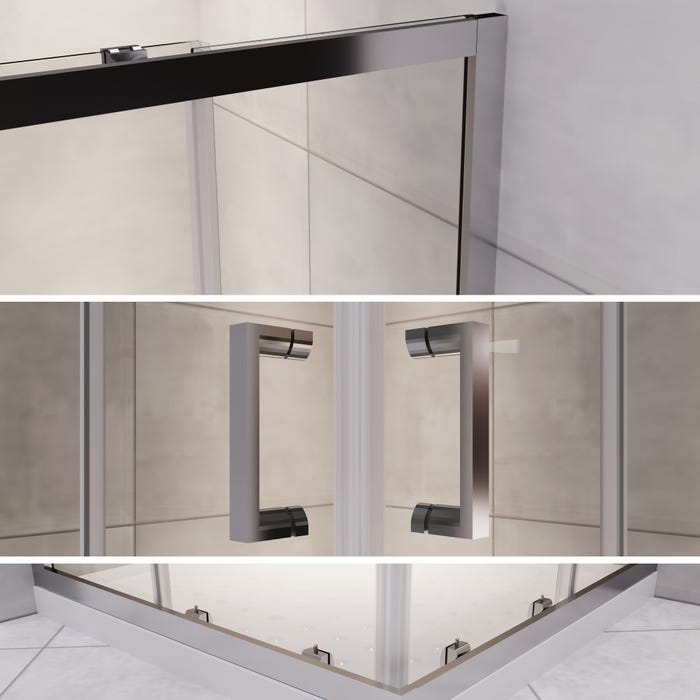 LANA Cabine de douche porte coulissante H 190 cm verre transparent 90 x 90 cm 3