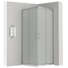 LANA Cabine de douche porte coulissante H 185 cm verre opaque 85 x 85 cm 0