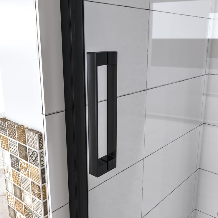 Aica porte de douche pivotante 90x185cm noir mat en 6mm verre anticalcaire installation en niche 4