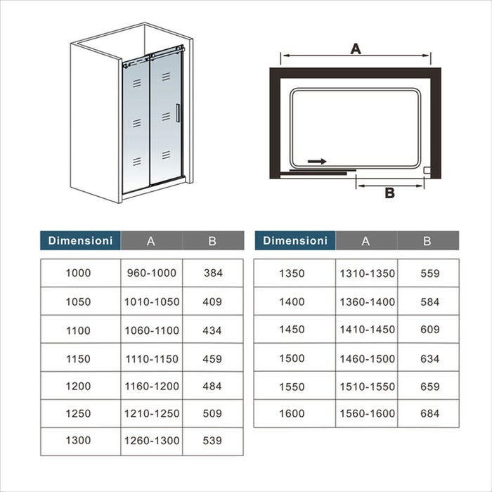Aica porte douche coulissante 120cm en 8mm verre anticalcaire Installation en niche porte de douche noire Hauteur 200cm 4