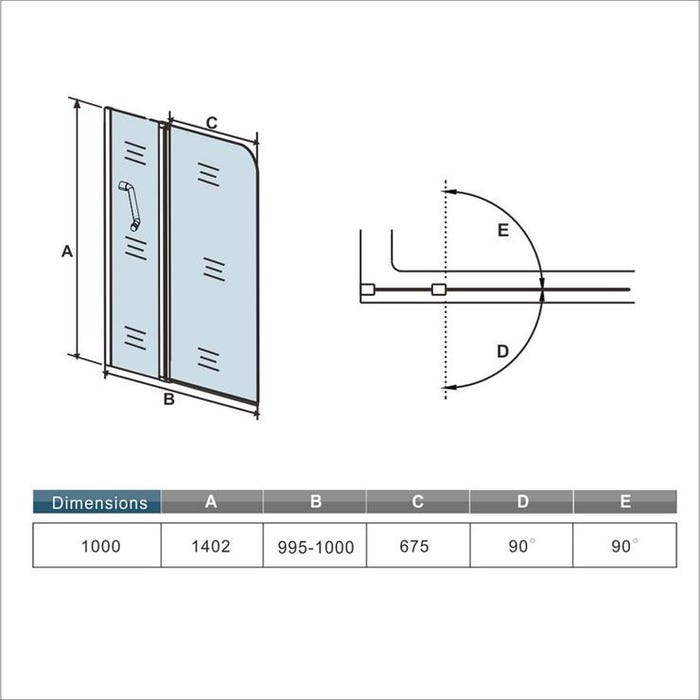 Aica Pare Baignoire 100x140cm Pivotant 180°, Écran De Baignoire, 5mm Verre Trempé Avec Porte-serviette 4