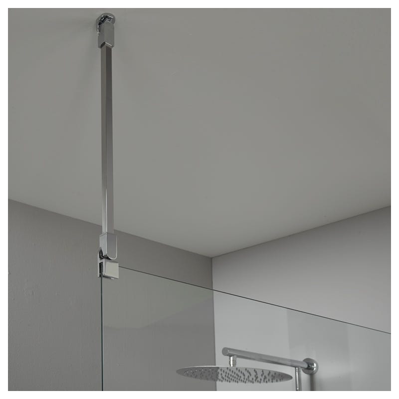 Paroi de douche 120x200 cm aluminium chromé verre de sécurité 6 mm réversible - bras de fixation plafond 1