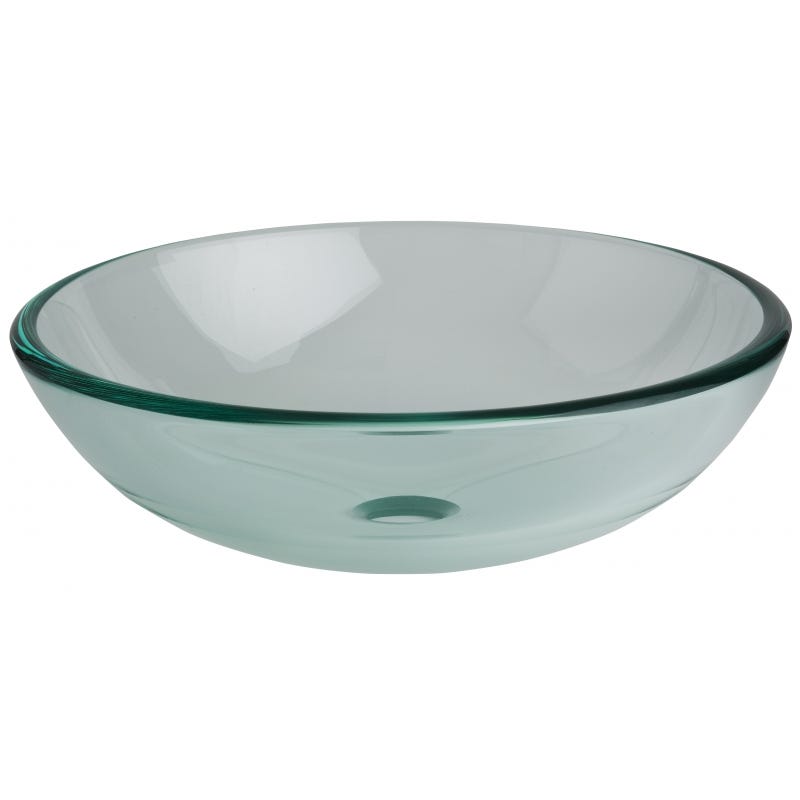 Vasque à poser ronde diamètre 42 cm en verre transparent 1