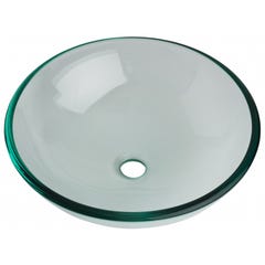Vasque à poser ronde diamètre 42 cm en verre transparent 3