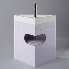 Lave-mains d'angle avec meuble complet blanc brillant et mitigeur eau chaude/ eau froide 3