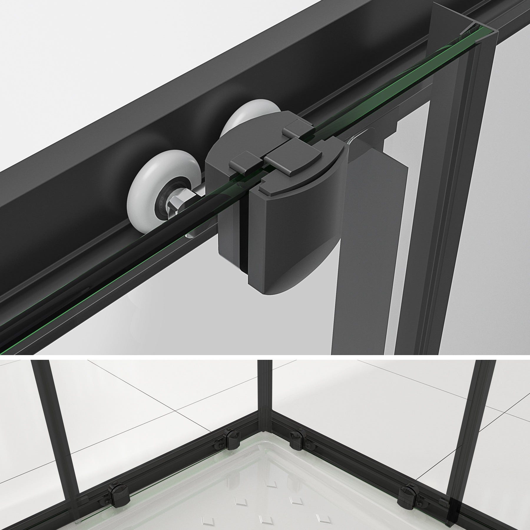 LANABLACK+ Porte de douche d'angle H 190 cm centre-opaque 80 x 90 cm + receveur 3
