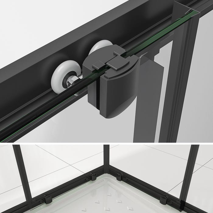 LANABLACK+ Porte de douche d'angle H 185 cm transparent 100 x 100 cm + receveur 3