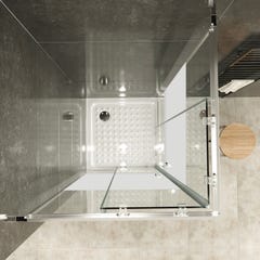 LANA+ Porte de douche d'angle coulissante H 190 cm verre centre-opaque 100 x 100 cm + receveur 2