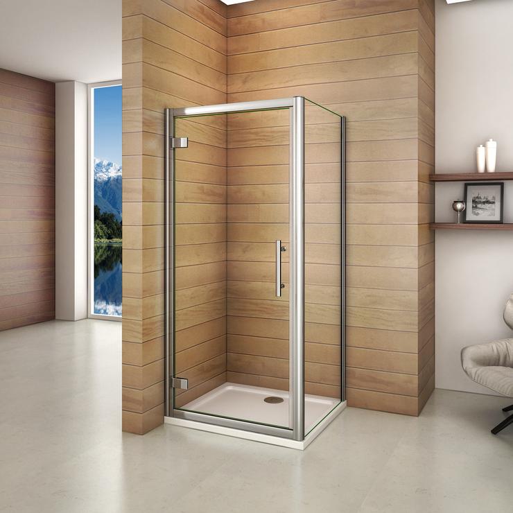 Aica cabine de douche pivotante 90x70cm avec paroi de douche en verre sécurit clair hauteur 185cm 0