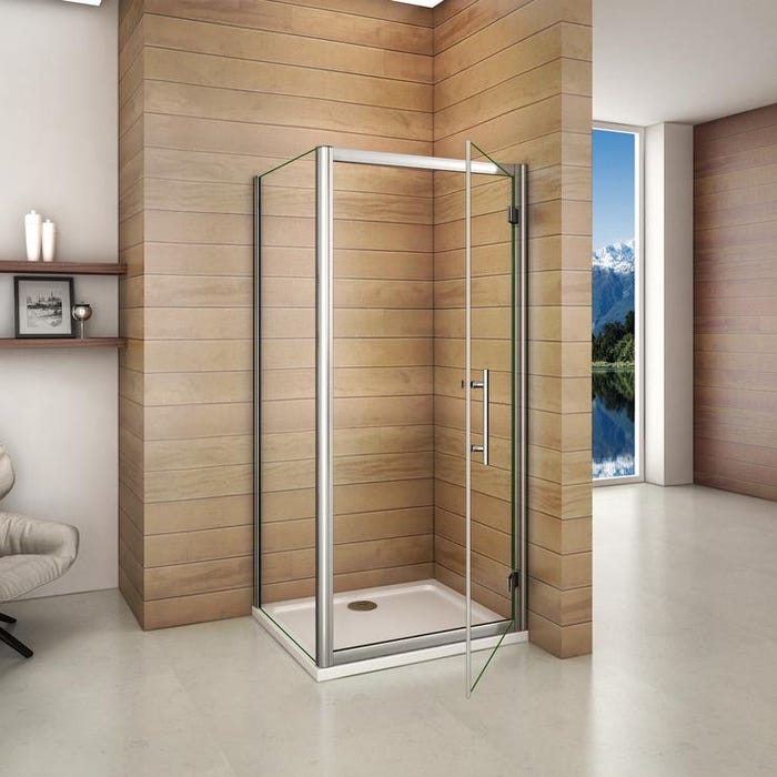 Aica cabine de douche pivotante 80x70cm avec paroi de douche en verre sécurit clair hauteur 185cm 1