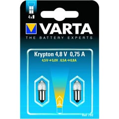 Varta - 2 Ampoules 4.8v 0.75a Krypton Culot Lisse Varta 0