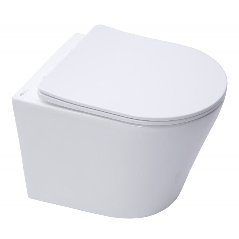 Pack WC Bati-support Geberit UP720 extra-plat + WC SAT Infinitio sans bride + Abattant softclose + Plaque chrome mat 2