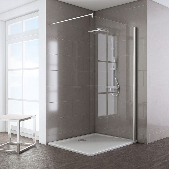 Schulte paroi de douche à l'italienne, 100 x 200 cm, verre 8 mm, Walk In, profilé aspect chromé, Espace 8 T 0
