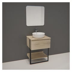 Meuble de Salle de bain Bois et Métal 60 cm NINA avec vasque et miroir 0